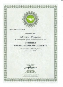 Diploma Giuria Premio Adriano Olivetti 2015