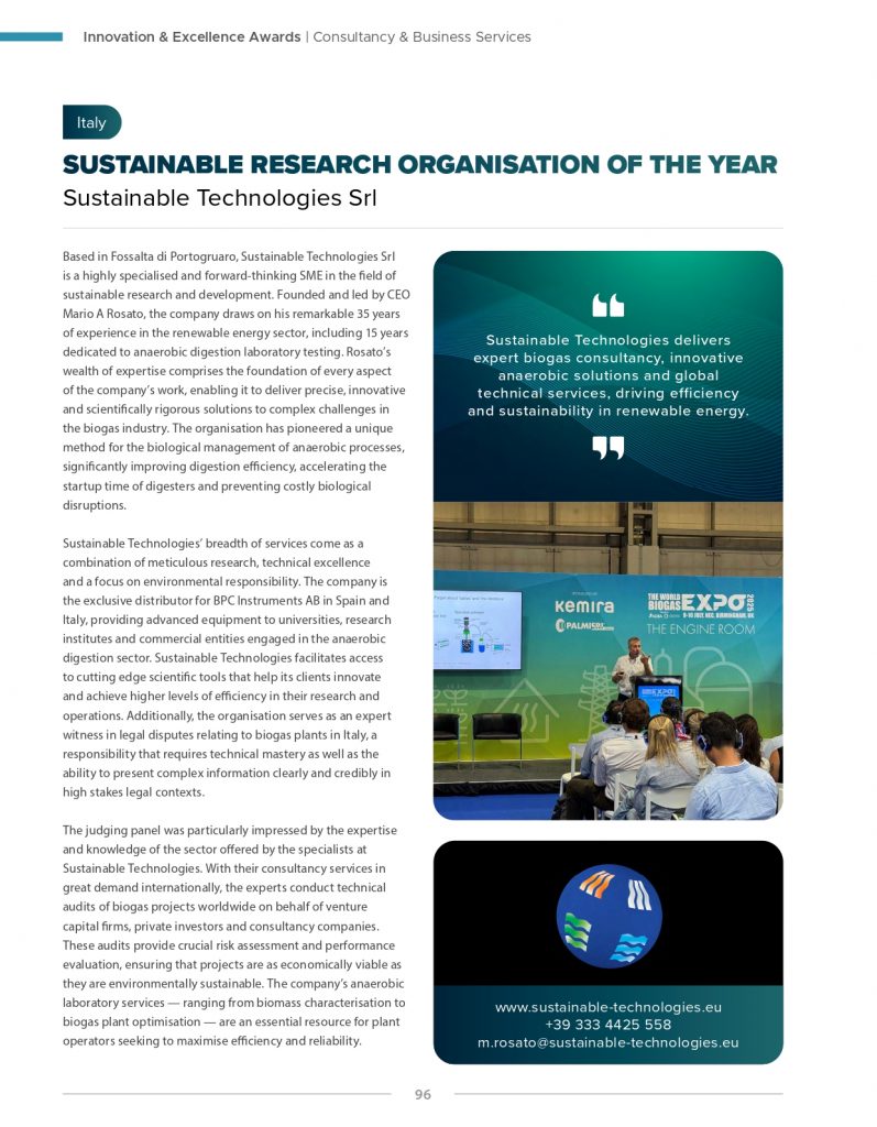 articolo sul premio Excellence Innoavatio Award